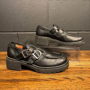 Vintage Y2K Harley-Davidson Women’s Leather Chunky Platform Loafers Size 8